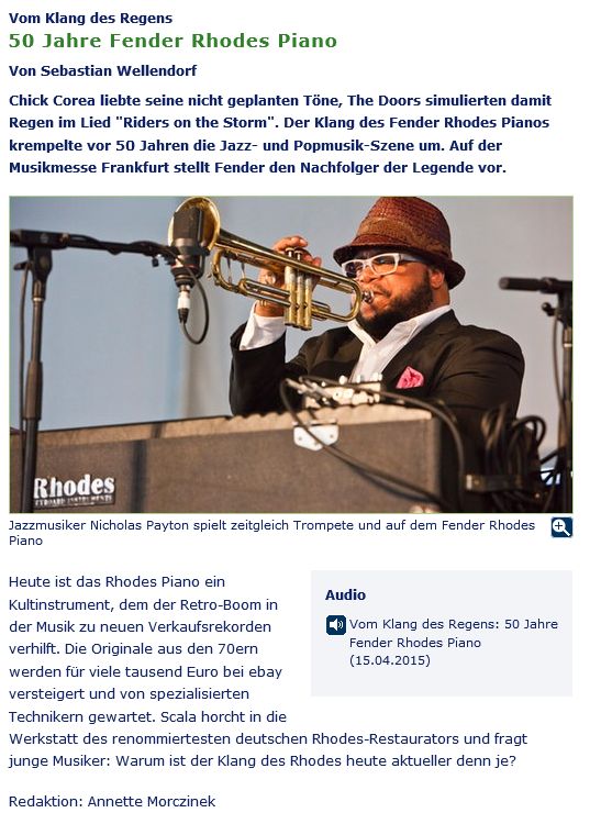 Fender Rhodes Beitrag - 15.4.2015 - WDR 5 - Corso